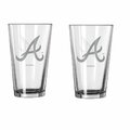 Signed And Sealed Atlanta Braves Pint Frost Design Glass Set - 2 Piece SI3350192